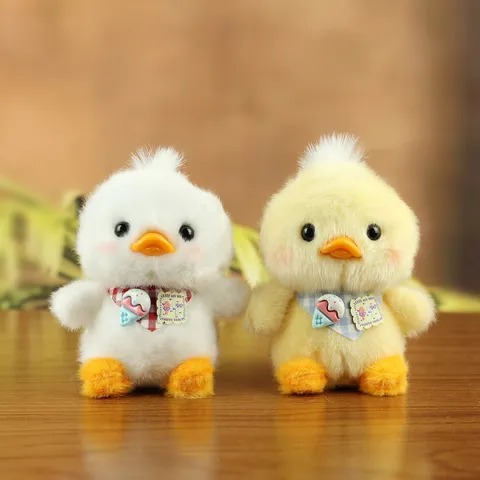 Cute Polyester Cartoon Duck Plush Toy Pendant Soft Animal Doll Backpack Hanging Ornament With Scarf Keychain For School Everyday Bag Charm