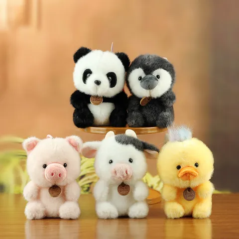 Cute Animal Series Plush Keychain Panda Pig Cow Penguin Scented Doll Bag Charm Accessory Gift For Kids Adult