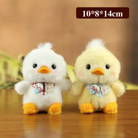 Cute Polyester Cartoon Duck Plush Toy Pendant Soft Animal Doll Backpack Hanging Ornament With Scarf Keychain For School Everyday Bag Charm