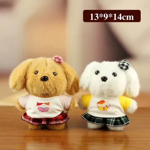 Süßer Plüsch Hund Schlüsselanhänger Cartoon Welpen Spielzeug Gefüllte Puppe Trägt Kapuzenpullover Rock Charm Ornament Für Schule Rucksack Tasche Schlüsselring Geschenk