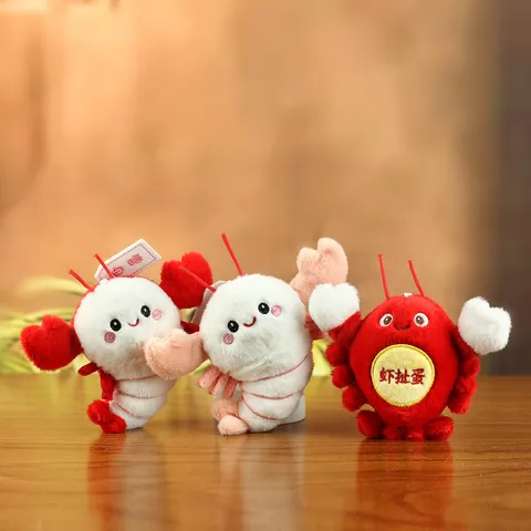Cute Lobster Plush Keychain Toy Funny Crawfish Stuffed Animal Doll Bag Hanging Charm Key Ring For Kids Women Men Gift