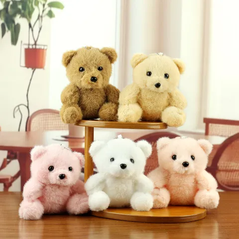 Mini Teddybeer Pluche Hanger Zacht Knuffeldier Pop Speelgoed Sleutelhanger Tas Decoratie Accessoire Cadeau