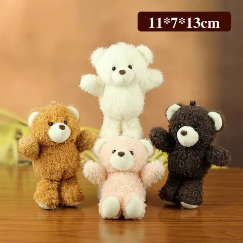Cute Teddy Bear Plush Pendant Adorable Stuffed Animal Keychain Soft Cartoon Bag Charm Hanging Ornament For Backpack