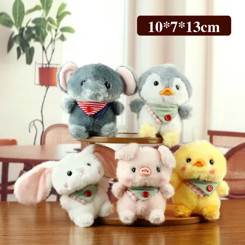 Simpatico Cartone Animato Animale Peluche Portachiavi Ciondolo Morbido Imbottito Mini Elefante Coniglio Maiale Bambola Giocattolo