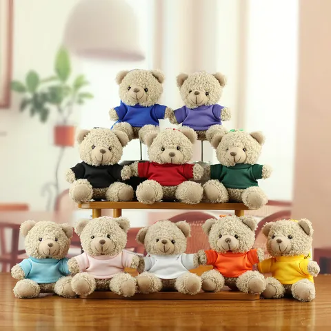 Mini Plush Teddy Bear Keychain Soft Stuffed Animal Toy Bag Charm Pendant Colorful Hoodie Bear Decoration Gift For Women Kids