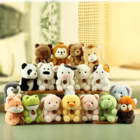 Scented Plush Animal Toy Keychain Pendant Cute Cartoon Bear Fox Panda Pig Rabbit Elephant Penguin Dinosaur Stuffed Doll Gift