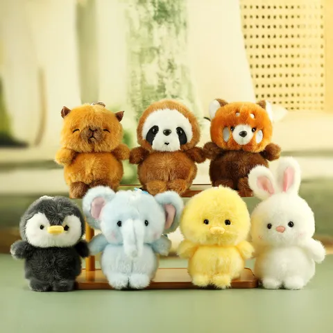 Cute Animal Plush Keychain Bag Pendant Soft Stuffed Rabbit Elephant Sloth Capybara Toy For Backpack Decoration Gift