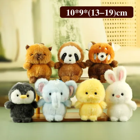 Cute Animal Plush Keychain Bag Pendant Soft Stuffed Rabbit Elephant Sloth Capybara Toy For Backpack Decoration Gift