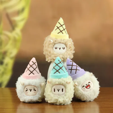 Süßer Eiscreme Plüsch Schlüsselanhänger Kawaii Schaf Puppe Taschenanhänger Weiches Polyester Stofftier Anhänger Für Rucksack Damen Mädchen Geschenk