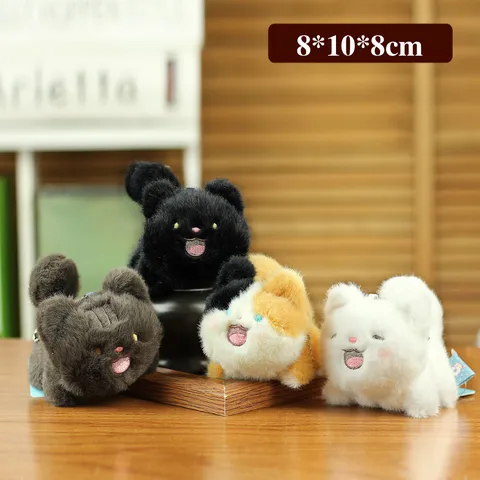 Cute Cartoon Cat Plush Keychain Mini Stuffed Animal Doll Bag Hanging Ornament Soft Kitten Toy For Kids Birthday Gift