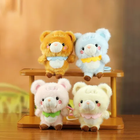 Cute Soft Plush Bear Toy Pendant Small Stuffed Animal Doll Bag Accessory For Children Gift Cartoon Bear Keychain Decor