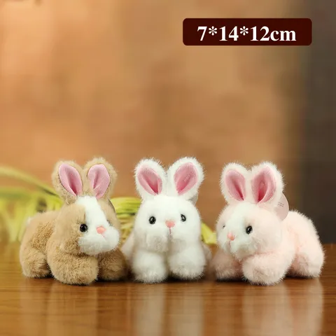 Cute Realistic Rabbit Plush Toy Keychain Soft Polyester Bunny Doll Bag Pendant Charm Gift For Kids Girls Unisex Everyday