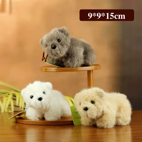 Cute Polar Bear Plush Toy Keychain Soft Stuffed Animal Bear Doll Bag Pendant Accessory Brown White Grey