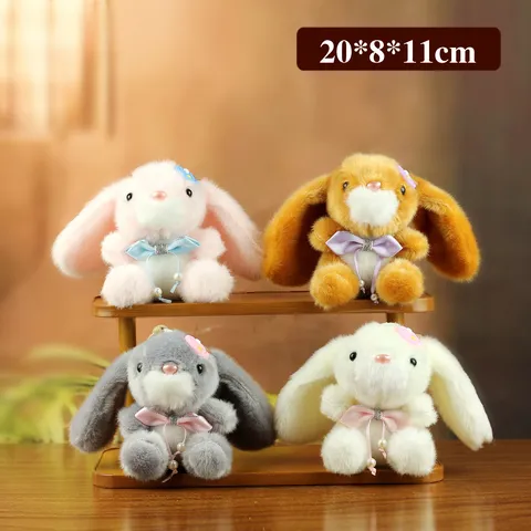Colgante de Peluche de Conejo Lindo Muñeca de Conejito para Bolso de Niños Adorno Llavero Chicas Peluche de Poliéster Regalo