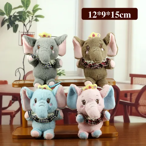 Süßer Polyester Plüsch Elefant Schlüsselanhänger Anhänger Mit Karierter Schleife Mini Krone Dekoration Cartoon Weiches Kuscheltier Elefant Tasche Charme Zubehör Für Täglich Unisex