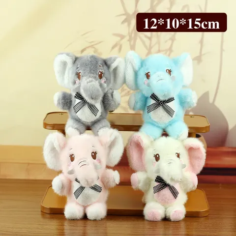 Cute Long Nose Elephant Plush Toy Pendant Animated Cartoon Animal Stuffed Doll Bag Ornament Keychain For Backpack Decoration