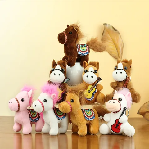 Simpatico Portachiavi Pendente Cavallo di Peluche Cartone Animato Morbido Animale Giocattolo Borsa Fascino Decorativo Regalo Unisex