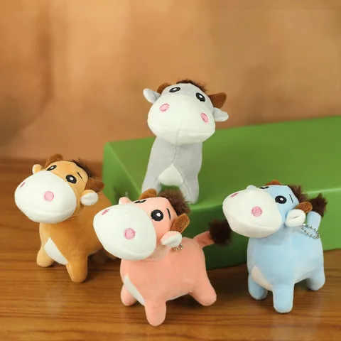 Simpatico Portachiavi Peluche Vitello Cartone Animato Mucca Animale Di Peluche Ciondolo Borsa Fascino Bambola Morbida Regalo