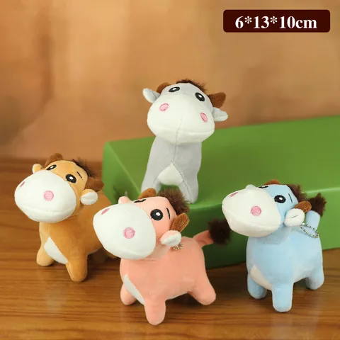 Simpatico Portachiavi Peluche Vitello Cartone Animato Mucca Animale Di Peluche Ciondolo Borsa Fascino Bambola Morbida Regalo