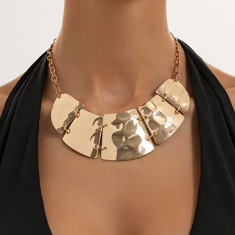 Collar de Gargantilla de Metal Geométrico Irregular Para Mujeres Hombres Chunky Punk Hip Hop Statement Collar Joyería de Moda