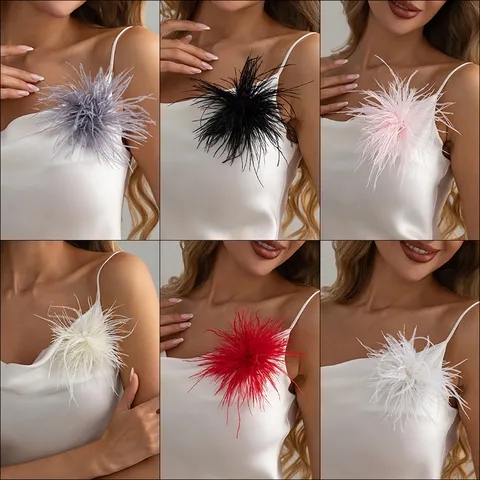 Elegant Feather Brooch Handmade Alloy Pin For Women Banquet Wedding Evening Dress Costume Apparel Accessories Decor
