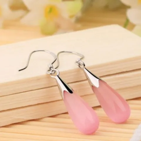 Minimalist Elegant Waterdrop Hook Earrings For Women Copper Artificial Stone Electroplated Dainty Dangle Earrings Jewelry Gift