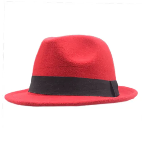 Sombrero Fedora de Lana Estilo Británico Vintage para Mujeres Hombres Lazo Ala Ancha Sombrero Jazz Sombrero de Fieltro Casual para Fiesta