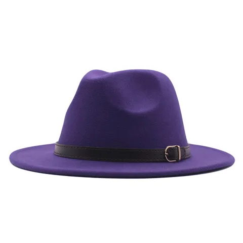 Unisex Vintage Westlich Fedora-Hut Polyester Gerade Breite Krempe Jazz-Hut Mit Kunstleder Gürtelschnalle Sonnenschutz Panama Kappe