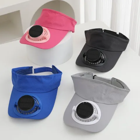 Solar Power Ventilator Leer Top Sonnenhut Outdoor UV Schutz Acryl Gebogene Krempe Verstellbar Faltbar Kühlhut Für Erwachsene