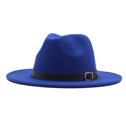 Unisex Vintage Westlich Fedora-Hut Polyester Gerade Breite Krempe Jazz-Hut Mit Kunstleder Gürtelschnalle Sonnenschutz Panama Kappe