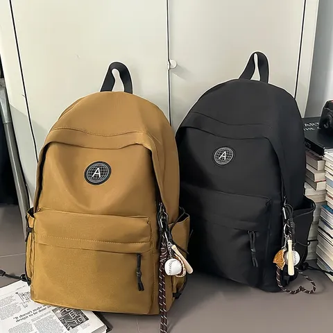 Muji Style Nylon Student Backpack Casual Simple School Bookbag Lightweight Travel Daypack For Women And Men