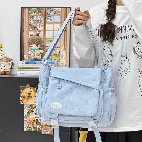Women's Casual Nylon Star Print Crossbody Bag Student Daily Commute Shoulder Bag
