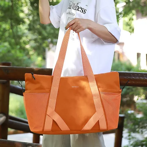 Large Capacity Nylon Travel Yoga Bag Casual Waterproof Shoulder Tote Bag For Women Daily Commute Fitness Sport Handbag