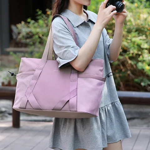 Large Capacity Nylon Travel Yoga Bag Casual Waterproof Shoulder Tote Bag For Women Daily Commute Fitness Sport Handbag