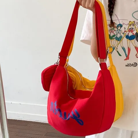 Women Fashion Crossbody Bag Casual Fabric Shoulder Bag Letter Print Colorblock Messenger Bag Daily Commute Handbag