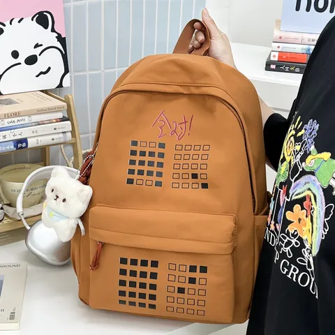 Women Casual Nylon Backpack Youth Campus Anime Cartoon Large Capacity School Bag Breathable Travel Backpack