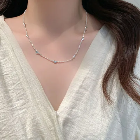 Minimalistisch Kupfer Herz Anhänger Kette Für Damen Galvanisiert Lächeln Schleife Charm Kette Armband Mode Halsschmuck Geschenk