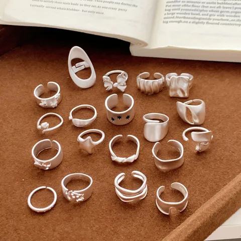 Exquisite Matte Frosted Copper Adjustable Open Ring Geometric Irregular Rhinestone Fashion Ring For Women Trendy Jewelry