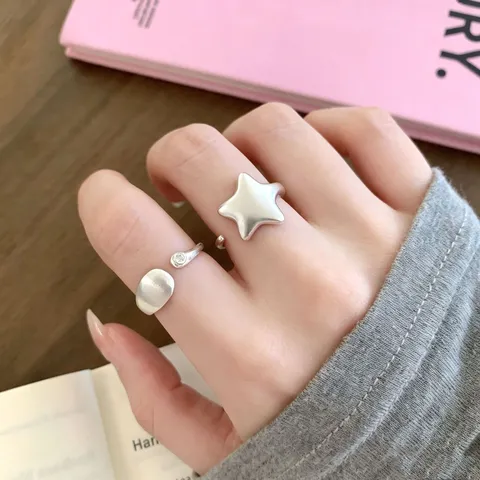 Minimalist Copper Rhinestone Open Ring For Women Adjustable Star Teardrop Water Drop Finger Ring Stackable Elegant Fashion Hand Jewelry Gift