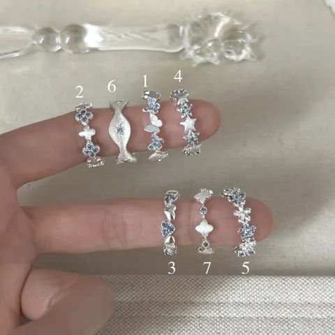 Sweet Light Luxury Copper Open Ring With Blue Star Rhinestone Adjustable Fashion Jewelry Finger Ring Gift For Women