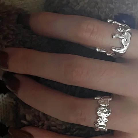 Minimalistischer Kupfer Open Ring Für Frauen Gold Silber Plattiert Unregelmäßige Wassertropfen Geometrisch Mode Schmuck