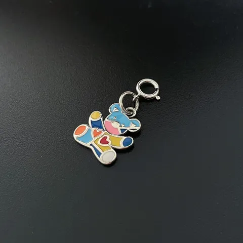 Sweet Cool Cartoon Copper Rainbow Bear Pendant Necklace Simple Colorful Bead Clavicle Chain Fashion Party Women Daily Jewelry Gift