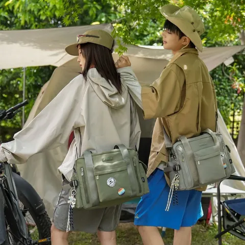 Outdoor Casual Oxford Cloth Tote Bag Unisex Multi Pocket Travel Crossbody Bag Commuting Shoulder Bag With Zipper
