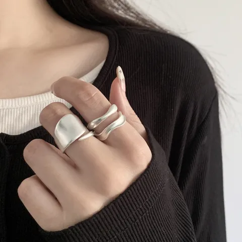 Geometric Irregular Open Ring For Women Minimalist Matte Finish Stackable Index Finger Ring Personalized Fashion Jewelry Gift