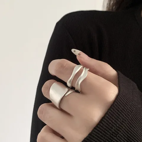Geometric Irregular Open Ring For Women Minimalist Matte Finish Stackable Index Finger Ring Personalized Fashion Jewelry Gift