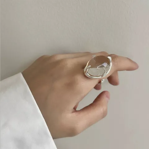 Elegant Copper Clear Stone Open Ring For Women Trendy Luxury Adjustable Finger Ring Statement Geometric Rhinestone Jewelry Gift