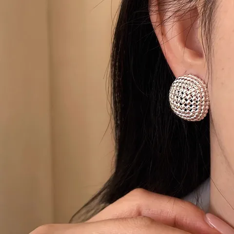 Geometric Hollow Metallic Stud Earrings For Women Punk Retro Exquisite Minimalist Trendy Personality Copper Jewelry Ear Studs Gift