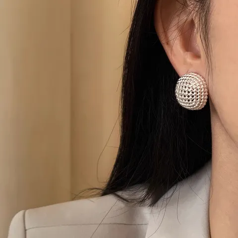 Geometric Hollow Metallic Stud Earrings For Women Punk Retro Exquisite Minimalist Trendy Personality Copper Jewelry Ear Studs Gift