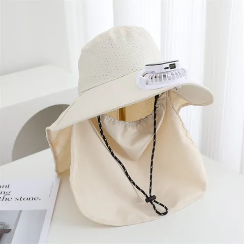 Unisex Wide Brim Sun Hat With Neck Flap Outdoor Fishing Shading Breathable Polyester Foldable Casual Sports Cap