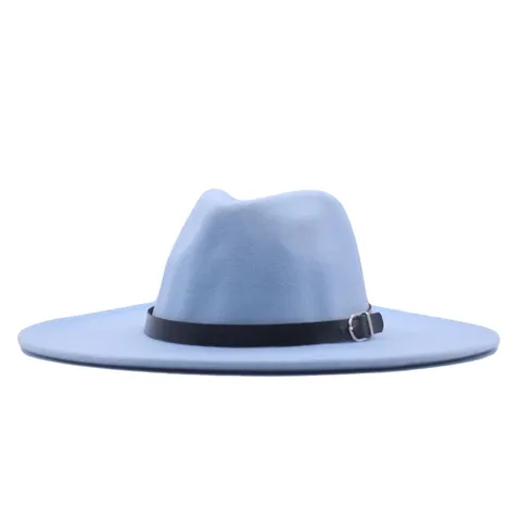 Chapeau Fedora Vintage en Feutre de Laine à Large Bord pour Hommes Femmes Automne Hiver Chapeau de Jazz avec Boucle de Ceinture